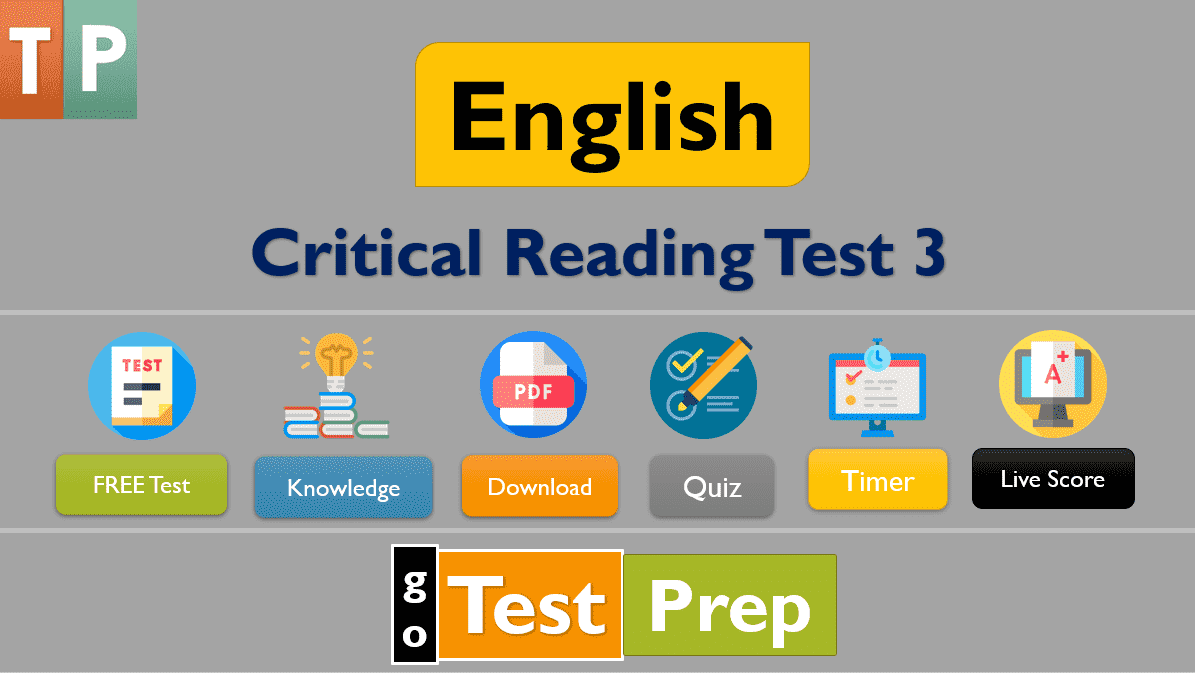 Critical Reading Practice Test 3 : Sample Questions Answers (PDF)